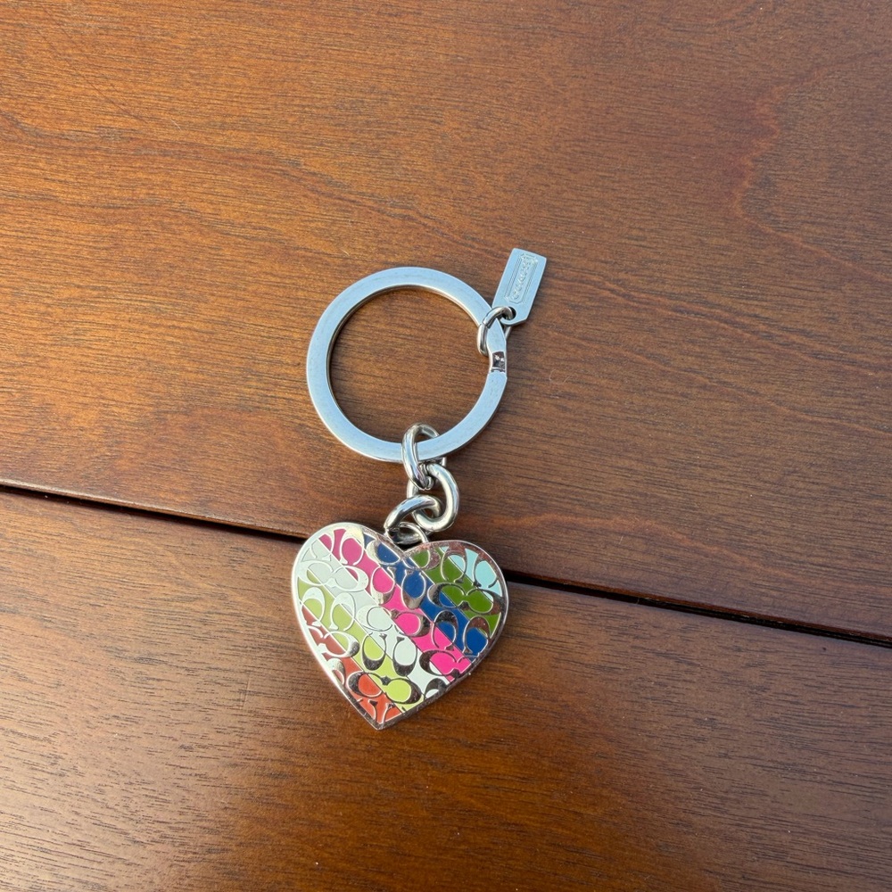 Vintage Coach Colorful Heart Keychain - gently used